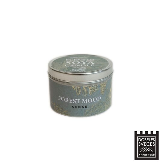 "FOREST MOOD" sojas svece metāla traukā ar aromātu "Ciedrs"